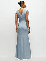 Rear View Thumbnail - Mist Sleeveless Cap Shoulder Crepe Maxi Dress with Trumpet Skirt