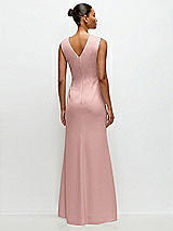 Rear View Thumbnail - Rose - PANTONE Rose Quartz Sleeveless Cap Shoulder Crepe Maxi Dress with Trumpet Skirt