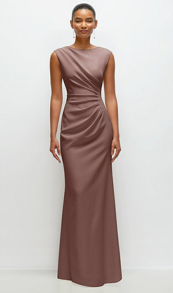 Front View - Sienna Sleeveless Cap Shoulder Crepe Maxi Dress with Trumpet Skirt