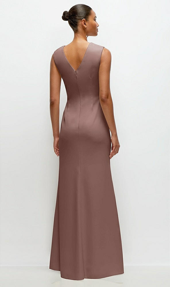 Back View - Sienna Sleeveless Cap Shoulder Crepe Maxi Dress with Trumpet Skirt