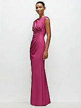 Side View Thumbnail - Tea Rose Sleeveless Cap Shoulder Crepe Maxi Dress with Trumpet Skirt