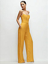 Side View Thumbnail - NYC Yellow Strapless Cat-Eye Corset Crepe Wedding Jumpsuit