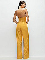 Rear View Thumbnail - NYC Yellow Strapless Cat-Eye Corset Crepe Wedding Jumpsuit