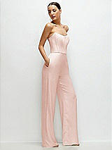 Side View Thumbnail - Blush Strapless Cat-Eye Corset Crepe Wedding Jumpsuit