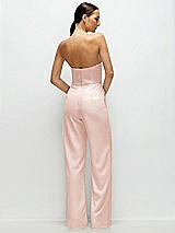 Rear View Thumbnail - Blush Strapless Cat-Eye Corset Crepe Wedding Jumpsuit