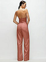 Rear View Thumbnail - Desert Rose Strapless Cat-Eye Corset Crepe Wedding Jumpsuit