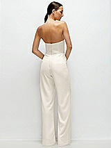 Rear View Thumbnail - Ivory Strapless Cat-Eye Corset Crepe Wedding Jumpsuit