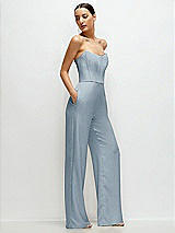 Side View Thumbnail - Mist Strapless Cat-Eye Corset Crepe Wedding Jumpsuit