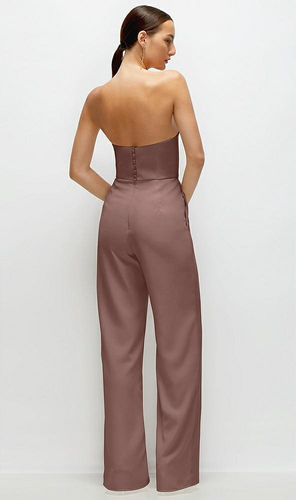 Back View - Sienna Strapless Cat-Eye Corset Crepe Wedding Jumpsuit