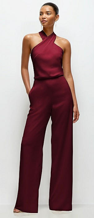 Burgundy Jumpsuit Bridesmaid Dresses