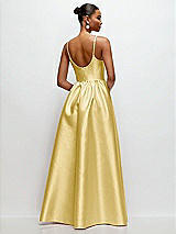 Rear View Thumbnail - Maize Scoop Neck Drop Basque Skirt Satin Maxi Dress with Pockets