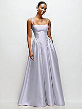 Front View Thumbnail - Silver Dove Scoop Neck Drop Basque Skirt Satin Maxi Dress with Pockets