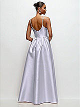 Rear View Thumbnail - Silver Dove Scoop Neck Drop Basque Skirt Satin Maxi Dress with Pockets