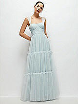 Front View Thumbnail - Mist Bustier-Style Neu Tulle Tiered Maxi Dress with Convertible Straps