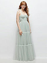 Side View Thumbnail - Willow Green Bustier-Style Neu Tulle Tiered Maxi Dress with Convertible Straps