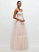 Side View Thumbnail - Ballet Pink Strapless Cat-Eye Neu Tulle Tiered Maxi Dress with Convertible Sash