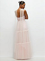 Rear View Thumbnail - Ballet Pink Strapless Cat-Eye Neu Tulle Tiered Maxi Dress with Convertible Sash