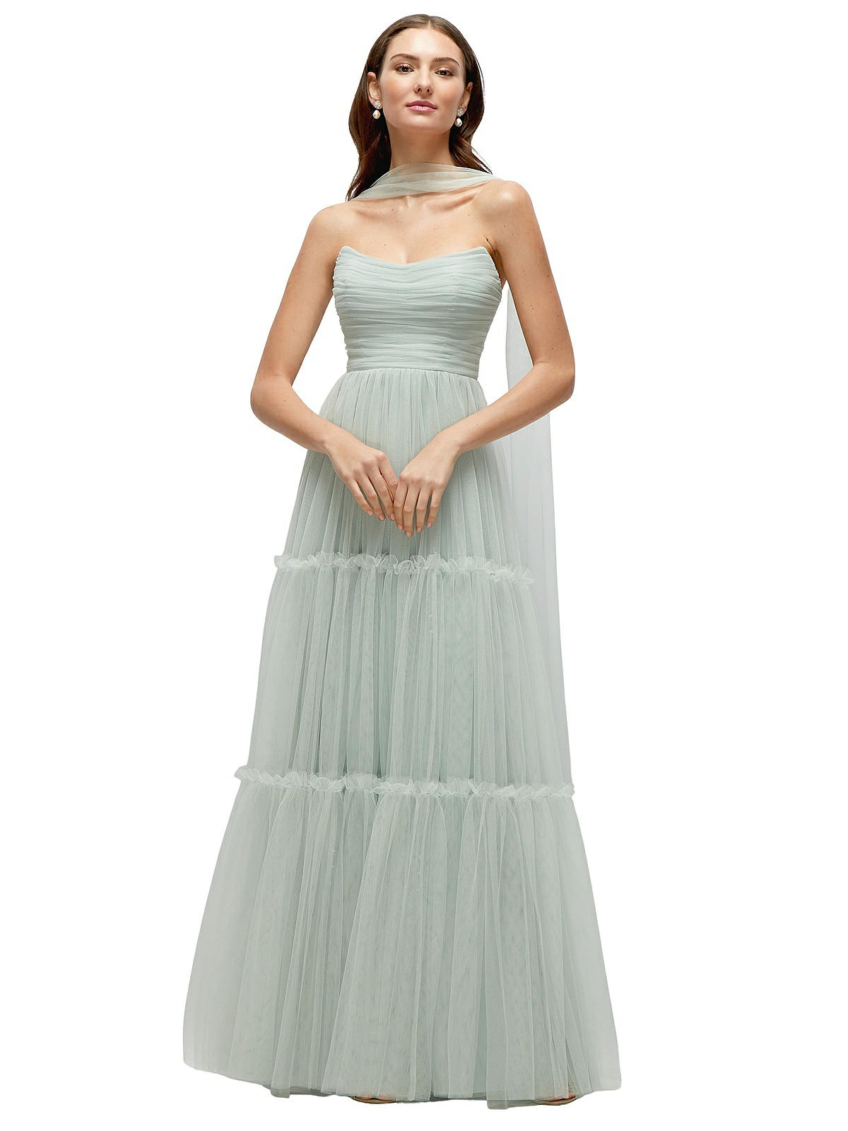 Eden Maids blue green high quality strapless ruched