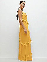 Side View Thumbnail - NYC Yellow Asymmetrical Ruffle Chiffon Bias Slip Maxi Dress