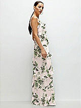 Side View Thumbnail - Palm Beach Print Asymmetrical Ruffle Chiffon Bias Slip Maxi Dress