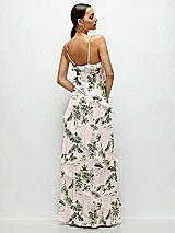 Rear View Thumbnail - Palm Beach Print Asymmetrical Ruffle Chiffon Bias Slip Maxi Dress