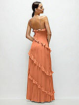 Rear View Thumbnail - Sweet Melon Asymmetrical Ruffle Chiffon Bias Slip Maxi Dress