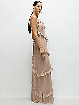 Side View Thumbnail - Topaz Asymmetrical Ruffle Chiffon Bias Slip Maxi Dress