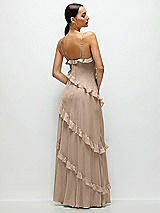 Rear View Thumbnail - Topaz Asymmetrical Ruffle Chiffon Bias Slip Maxi Dress