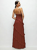 Rear View Thumbnail - Auburn Moon Asymmetrical Ruffle Chiffon Bias Slip Maxi Dress