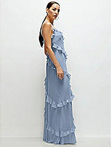 Side View Thumbnail - Cloudy Asymmetrical Ruffle Chiffon Bias Slip Maxi Dress