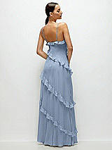 Rear View Thumbnail - Cloudy Asymmetrical Ruffle Chiffon Bias Slip Maxi Dress