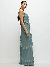 Side View Thumbnail - Icelandic Asymmetrical Ruffle Chiffon Bias Slip Maxi Dress