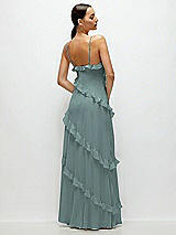 Rear View Thumbnail - Icelandic Asymmetrical Ruffle Chiffon Bias Slip Maxi Dress