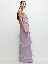 Side View Thumbnail - Lilac Haze Asymmetrical Ruffle Chiffon Bias Slip Maxi Dress