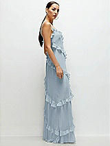 Side View Thumbnail - Mist Asymmetrical Ruffle Chiffon Bias Slip Maxi Dress