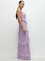 Side View Thumbnail - Pale Purple Asymmetrical Ruffle Chiffon Bias Slip Maxi Dress