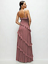 Rear View Thumbnail - Rosewood Asymmetrical Ruffle Chiffon Bias Slip Maxi Dress