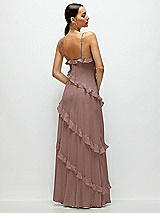 Rear View Thumbnail - Sienna Asymmetrical Ruffle Chiffon Bias Slip Maxi Dress