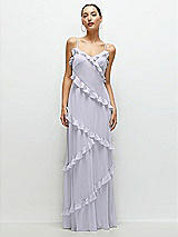 Front View Thumbnail - Silver Dove Asymmetrical Ruffle Chiffon Bias Slip Maxi Dress