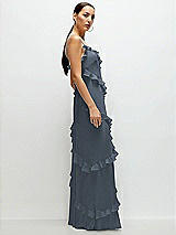 Side View Thumbnail - Silverstone Asymmetrical Ruffle Chiffon Bias Slip Maxi Dress