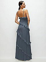 Rear View Thumbnail - Silverstone Asymmetrical Ruffle Chiffon Bias Slip Maxi Dress