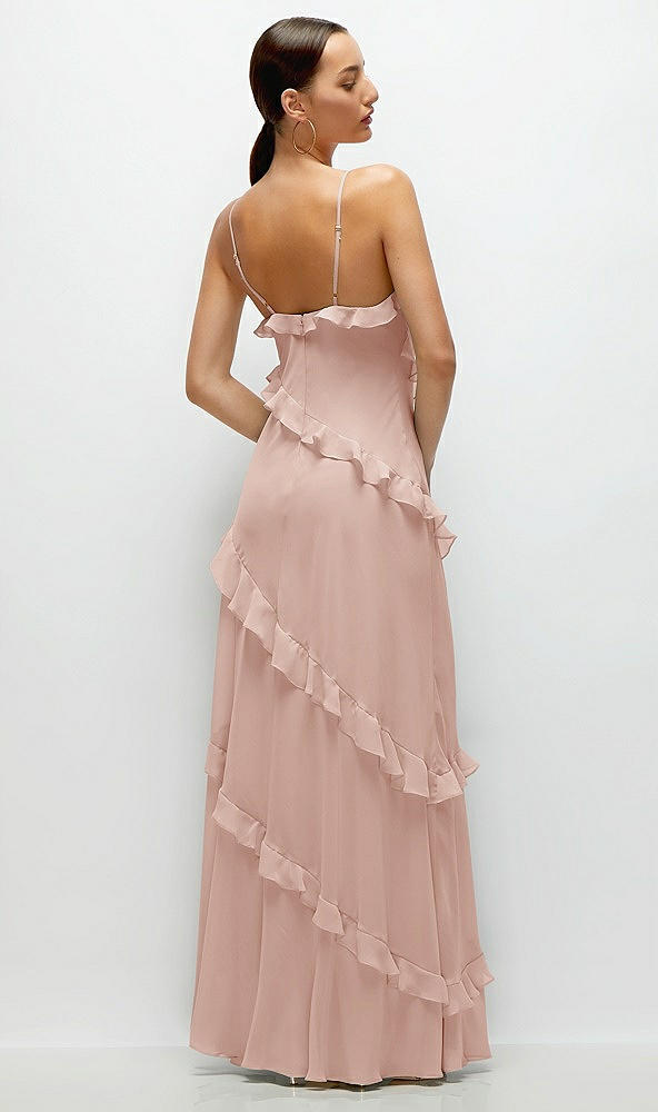 Back View - Toasted Sugar Asymmetrical Ruffle Chiffon Bias Slip Maxi Dress