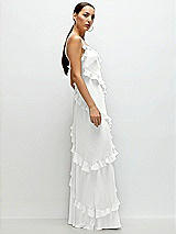 Side View Thumbnail - White Asymmetrical Ruffle Chiffon Bias Slip Maxi Dress