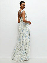 Rear View Thumbnail - Bleu Garden Ruffle Strap Chiffon Bustier Maxi Dress with Ruffle Hem A-Line Skirt