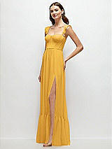 Side View Thumbnail - NYC Yellow Ruffle Strap Chiffon Bustier Maxi Dress with Ruffle Hem A-Line Skirt