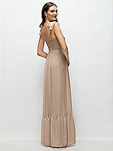 Rear View Thumbnail - Topaz Ruffle Strap Chiffon Bustier Maxi Dress with Ruffle Hem A-Line Skirt