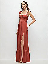 Side View Thumbnail - Amber Sunset Ruffle Strap Chiffon Bustier Maxi Dress with Ruffle Hem A-Line Skirt