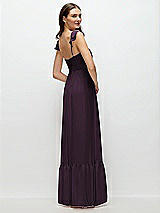 Rear View Thumbnail - Aubergine Ruffle Strap Chiffon Bustier Maxi Dress with Ruffle Hem A-Line Skirt