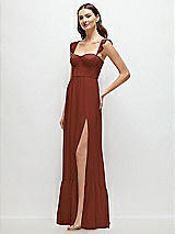 Side View Thumbnail - Auburn Moon Ruffle Strap Chiffon Bustier Maxi Dress with Ruffle Hem A-Line Skirt