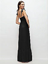 Rear View Thumbnail - Black Ruffle Strap Chiffon Bustier Maxi Dress with Ruffle Hem A-Line Skirt